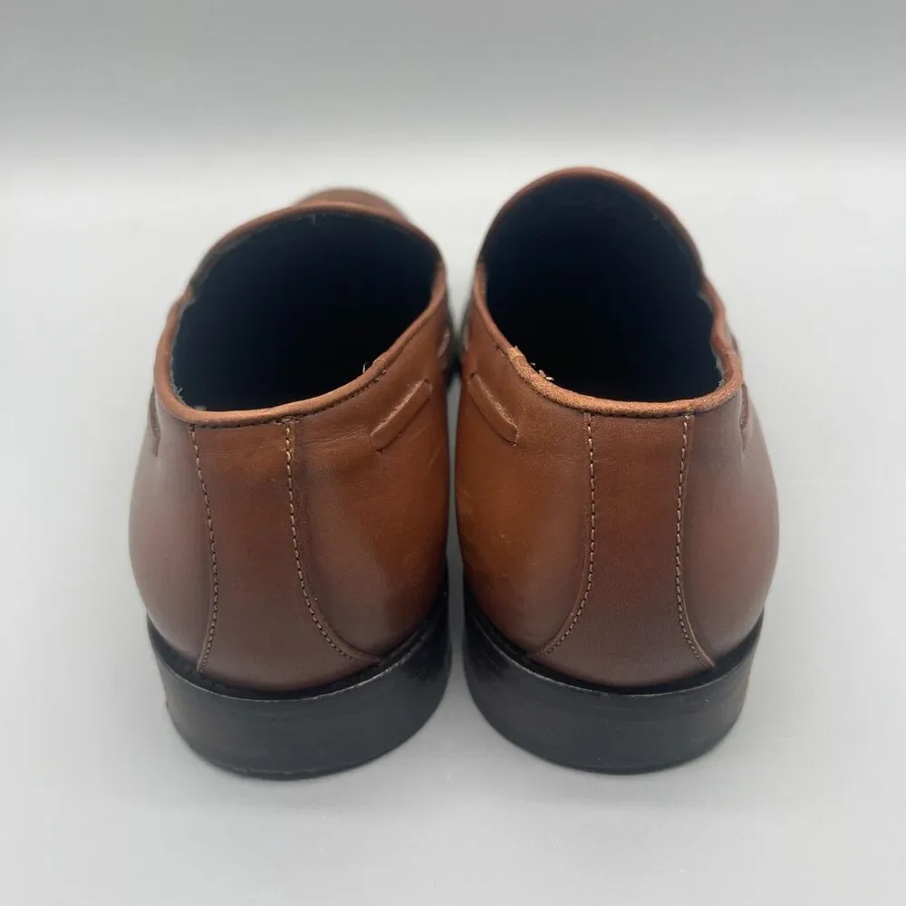 Brooks Brothers Loafers Mens 8.5 Brown Leather Tassel Made In Italy Shoes